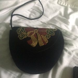 Velvet bag with bow sequins